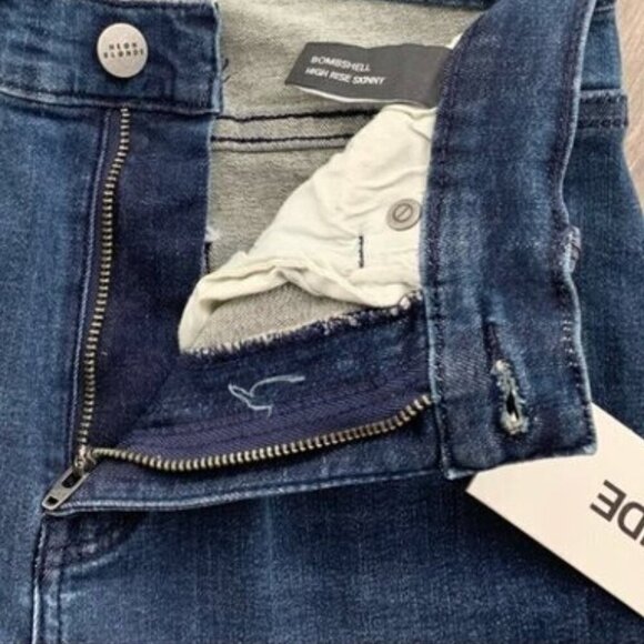 NEON BLONDE Bombshell High Rise Skinny Jeans Denim Dark Wash Distressed Size 24 - Picture 10 of 15